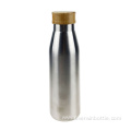 400mL Stainless Steel Wooden Lid Bottle